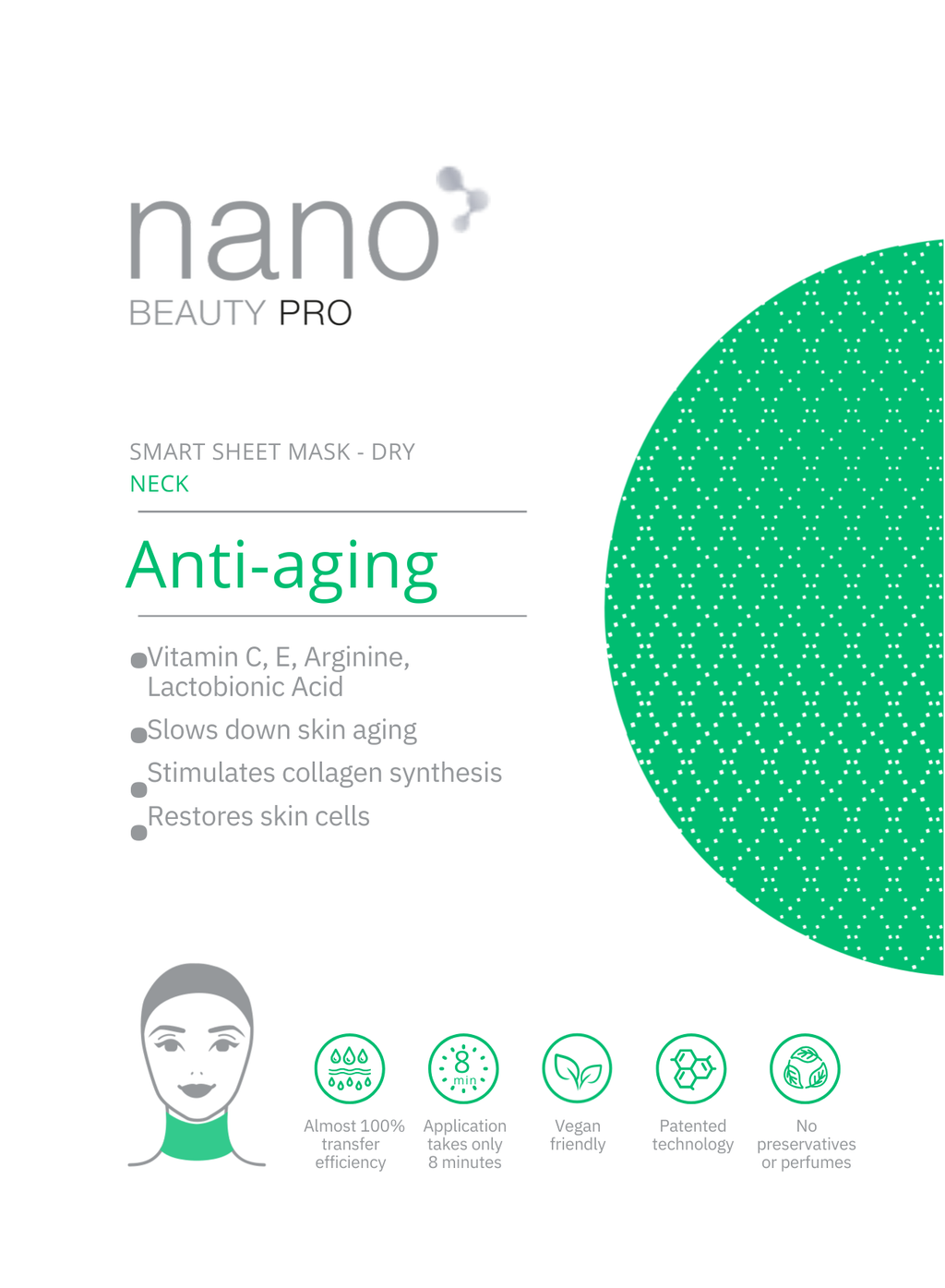 Nano Beauty Pro: Mască cu Nanofibre cu efect Anti-Aging pentru zona gâtului