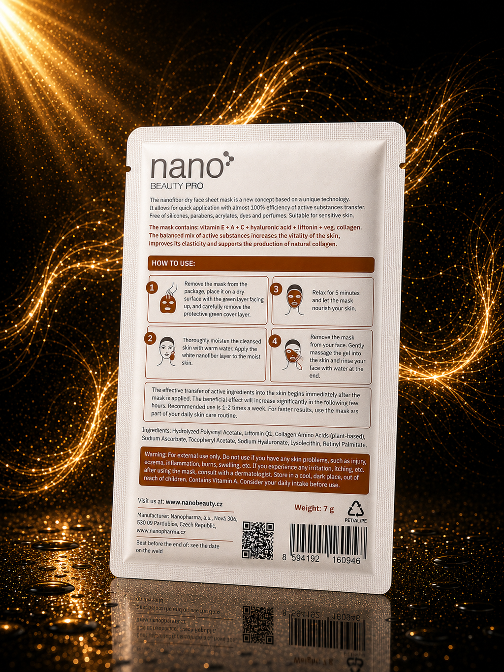 Nano Beauty Pro: Mască de față cu nanofibre și colagen cu efect intensiv de lifting