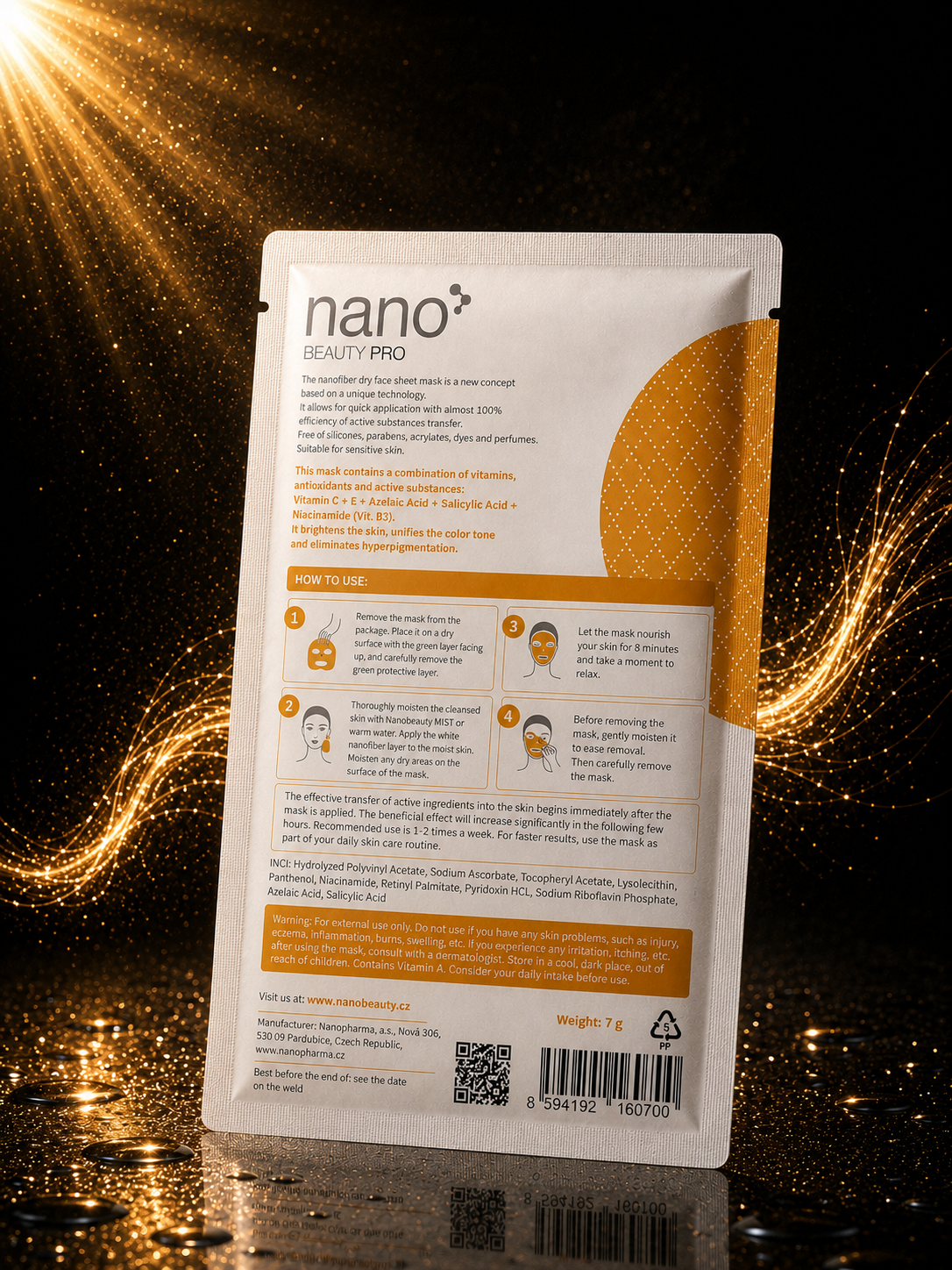 Nano Beauty Pro: Mască de față cu Nanofibre cu efect de luminozitate