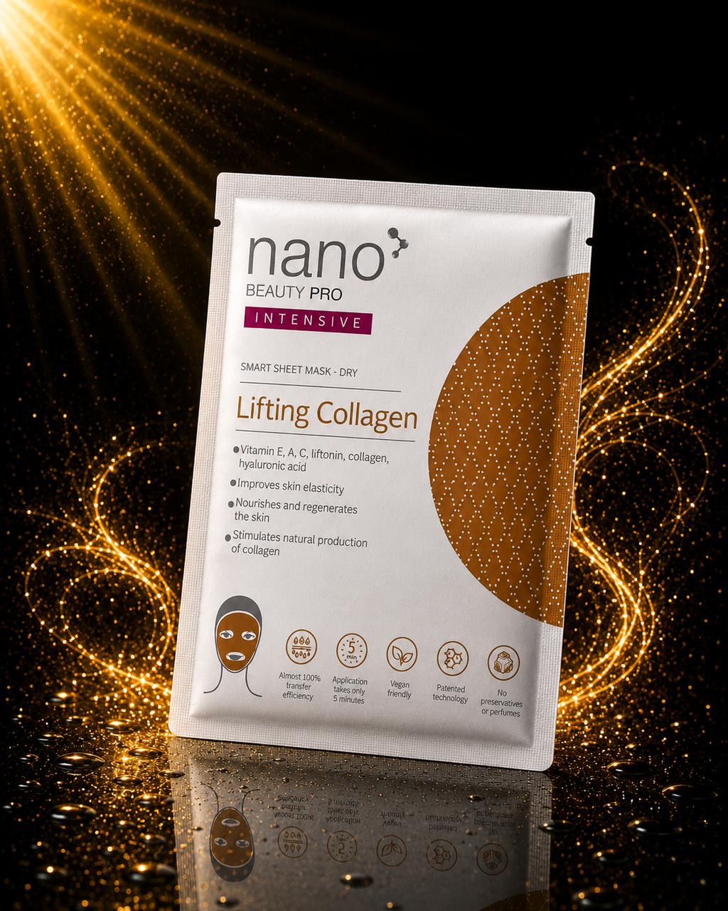 Nano Beauty Pro: Mască de față cu nanofibre și colagen cu efect intensiv de lifting