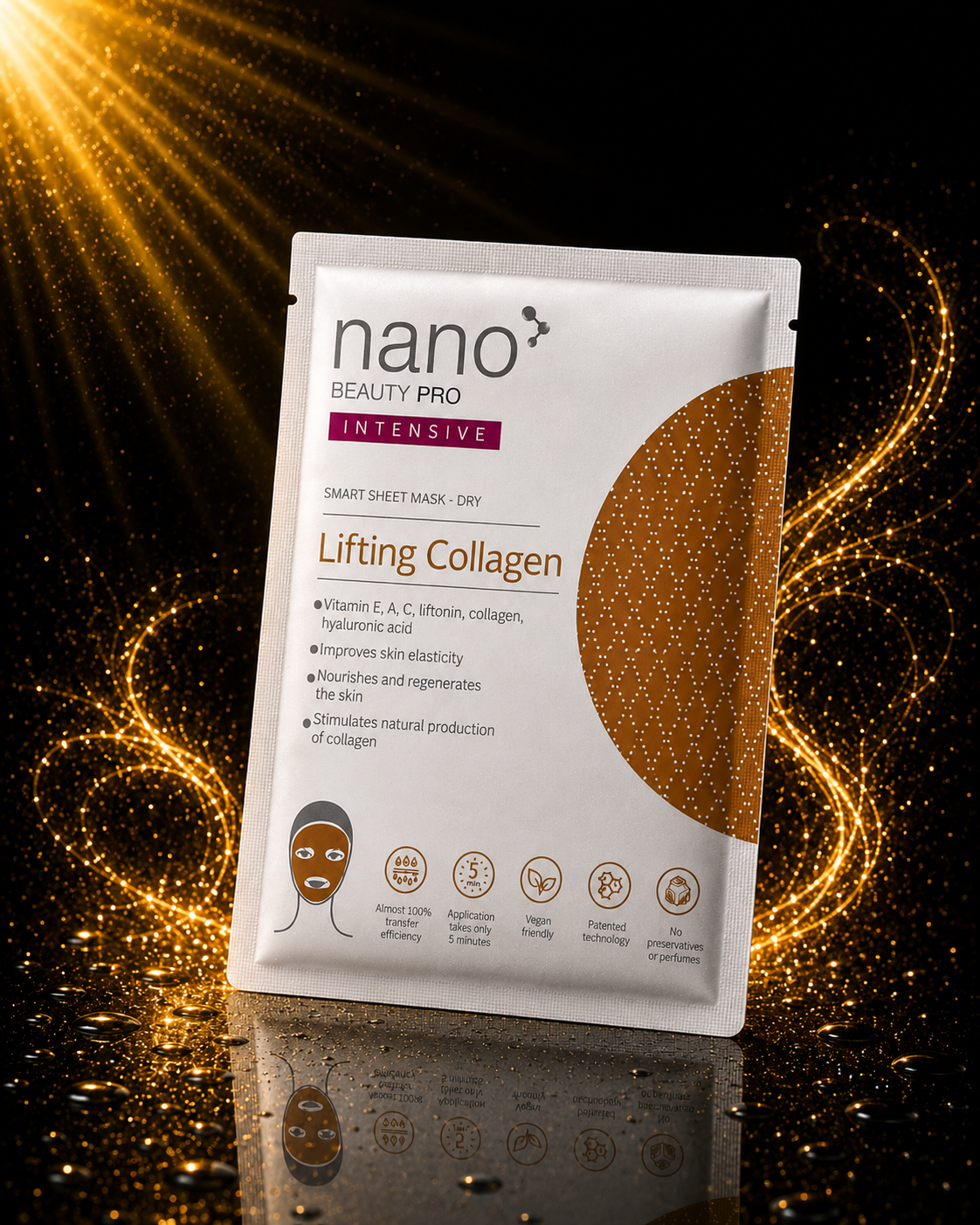 Nano Beauty Pro: Mască de față cu nanofibre și colagen cu efect intensiv de lifting