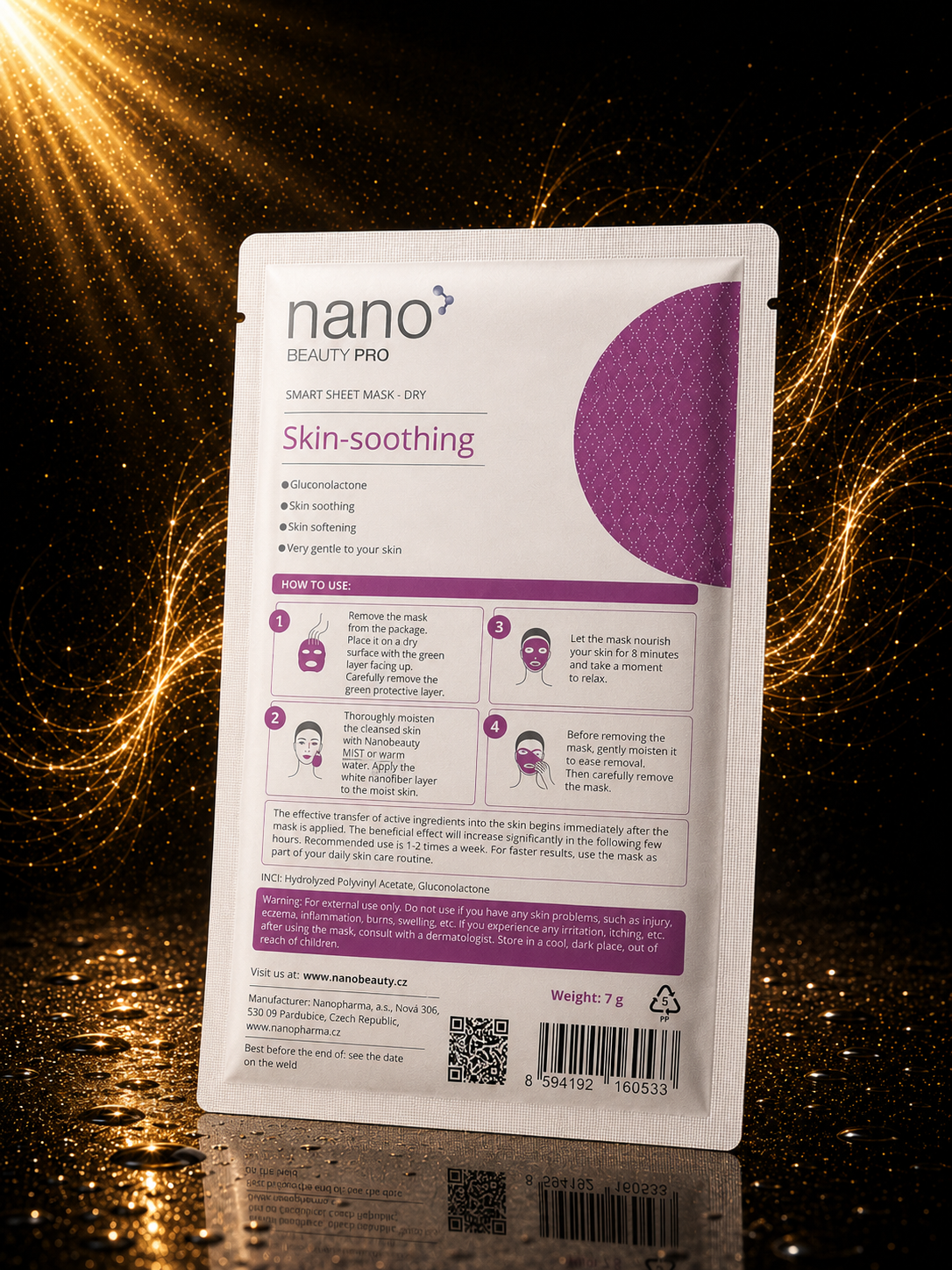 Nano Beauty Pro: Mască de față cu Nanofibre cu efect de calmare a tenului